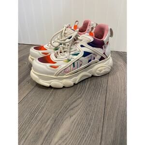 Buffalo London Platform Tennis Shoes Women's 6.5 Multi Colored, Leather y2k